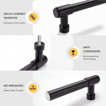 Goldenwarm 10 Pack 3 Inch Black Cabinet Pulls Modern Kitchen & Bathroom Hardware Heavy Duty Zinc Alloy Drawer Handles with Complete Screw Kit Consistent Finish for Whole-Home Renovations - color: Matte Black, size: 3 Inches Hole Center