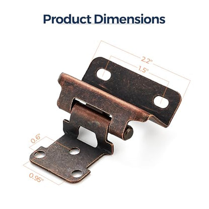 Antique Copper Cabinet Hinges 1/2 Inch Overlay, 4 Pack(2 Pairs) - color: Antique Copper