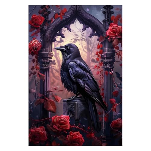 Peacoblue Gothic Crow Rub On Transfers for Furniture Craft 6"x12" - style: Gothic Crow