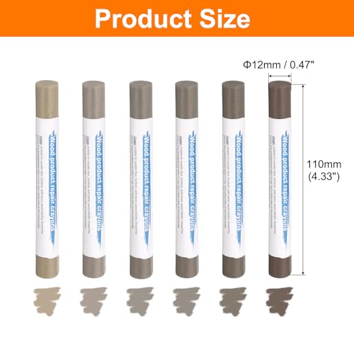 HARFINGTON Wood Filler Sticks 6 Colors Wooden Wax Touch Up Furniture Repair Crayons for Medium Gray, Tech Gray, Medium Brown 1-4 - color: Tech Woods Series