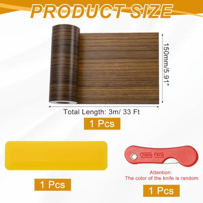 uxcell Wood Grain Repair Tape,5.9" x33ft Grain Repair Patch,Ebony - color: Ebony, size: 5.9 Inch x 33 ft