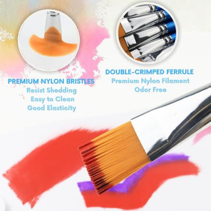 1 Inch Flat Paint Brushes, 40 Bulk Craft Acrylic Paint Brush for Classroom