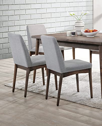 7pc Dining Set Ash Walnut Dining Table 6X Side Chairs Foam Cushion Fabric Upholstery