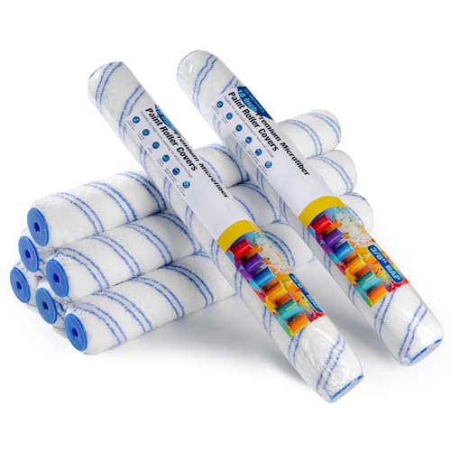 18 Inch Microfiber Paint Roller Covers, 3/8" Nap, 8 Pack - size: 18 Inch Paint Roller Kit, 8 Pack