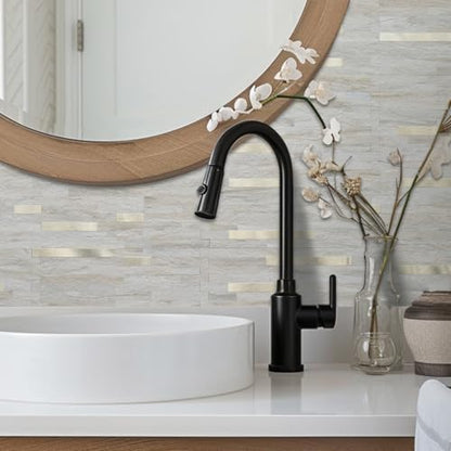 AULIGET 20 Sheets Faux Stone Peel and Stick Backsplash, Beige Marble Look PVC Wall Tile Stick on Backsplash for Kitchen and Bathroom - color: Beige Marble + Metal Gold, size: 20 Sheets, 6"x12"x0.12"