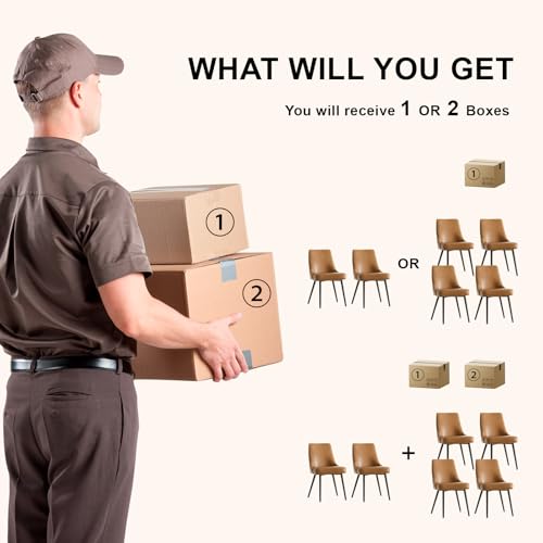kinmars Kitchen & Dining Leather Dining Chairs Set of 6, Brown - color: Brown-faux Leather