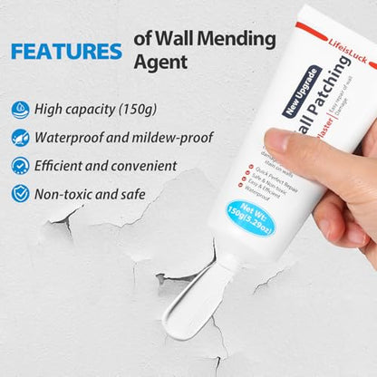 Wall Mending Agent, Wall Spackle with Scraper, Wall Surface Hole Fill Quick and Easy Solution, White - color: 5.29OZ White Wall Mending Agent