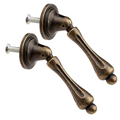 dophee 2Pcs Antique Cabinet Knobs Drop Pulls with Screws, 2.44"x 0.94" - size: 2 Pieces