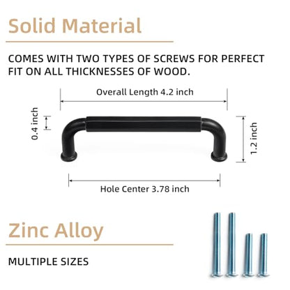 Goo-Ki 6 Pack 3-3/4 Inch （96mm） Hole Center Cabinet Pulls Matte Black Zinc Alloy Kitchen Drawer Pulls Drawer Handles 4.2 Inch Length 2201-B-96 - color: Matte Black, size: 3-3/4 inch Hole Centers