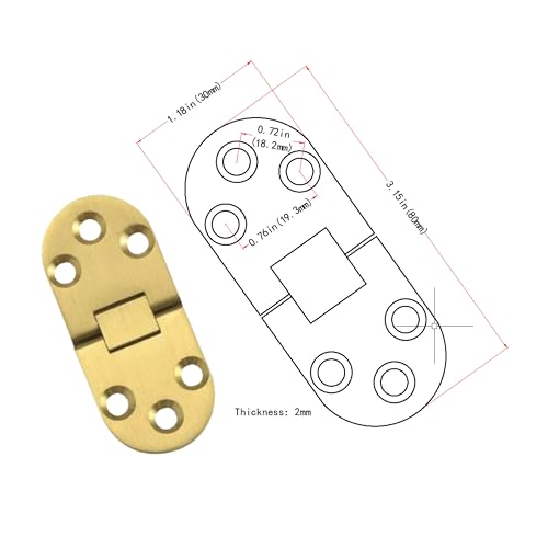 2pcs Solid Brass Hinges, Door Hinge Brass flip Hinges, Folding Tabletop Concealed Hinges, Furniture Hardware with Screws (L:3.15in(80mm)-2Pcs) - size: L:3.15in(80mm)-2Pcs