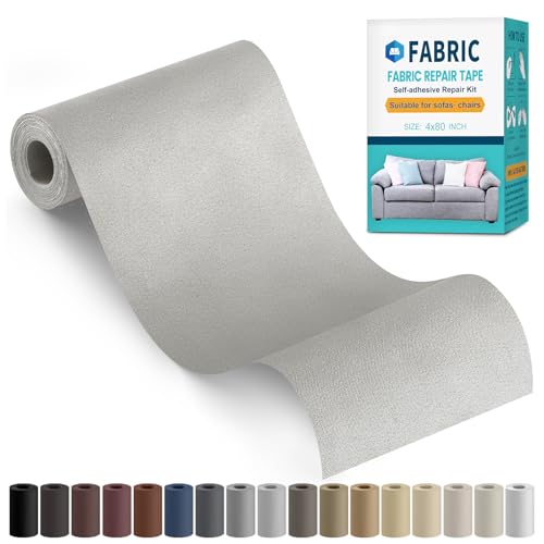 Fabric Repair Tape, 4" x 79" Self-Adhesive Linen Repair Tape Patch Kit - color: Khaki Grey, size: 4" x 79"