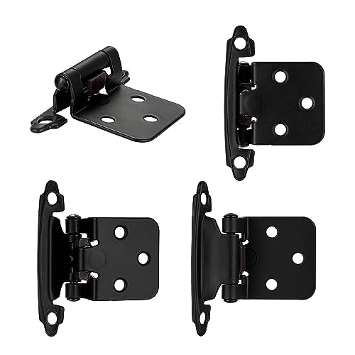 Matte Black Cabinet Hinges, 1/2” Overlay, 4 Pack - color: Matte Black, size: 1/2 Inch Overlay