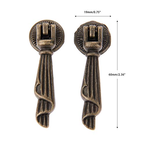 dophee 2Pcs Antique Bronze Metal Decorative Single Hole Drop Handle