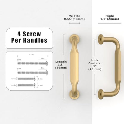 10 Pack Champagne Bronze Cabinet Pulls 3 Inch(76mm) Kitchen Cabinet Handles Cabinet Hardware for Drawer Pulls - color: Champagne Bronze, size: 3" Hole Center