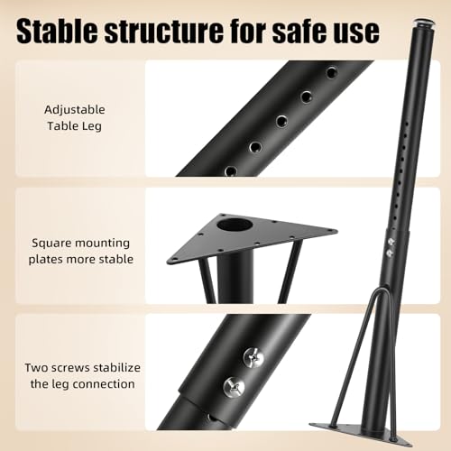 Adjustable Table Legs 18-30 inch (45-75cm), Metal Desk Legs Ø45/50 mm