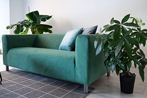 MASTERS OF COVERS Snug Fit Classic Velvet Klippan Loveseat Slipcover for The IKEA 2 Seater Klippan Loveseat Sofa Cover Replacement (Green, Velvet) - color: Velvet-green, size: Velvet