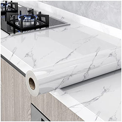 Marble Contact Paper White Peel and Stick Wallpaper 15.8"×197" - size: 15.8" x 197"