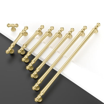 Amerdeco 10 Pack Brushed Gold Cabinet Pulls 5" - color: Brushed Gold, size: 5" hole center
