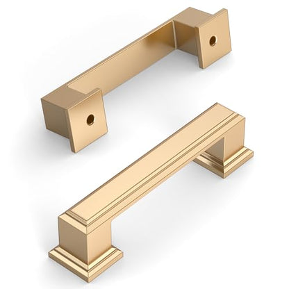 Amerdeco 10 Pack Brushed Brass Cabinet Pulls 3" - color: Brushed Brass, size: 3" hole center, style: 10 Pack