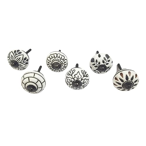 Set of 10 Ceramic Cabinet Colorful Knobs for Kitchen, Cabinet, Drawer, Wardrobe (Black & White2) - color: Black & White2