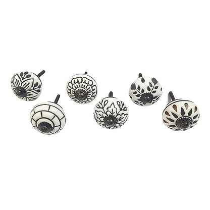 Set of 10 Ceramic Cabinet Colorful Knobs for Kitchen, Cabinet, Drawer, Wardrobe (Black & White2) - color: Black & White2
