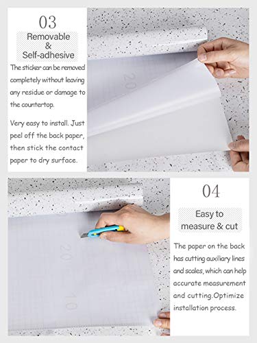 MelunMer White Wallpaper Marble Contact Paper for Countertops 15.7”×197” - color: White, size: 15.7" x 197"