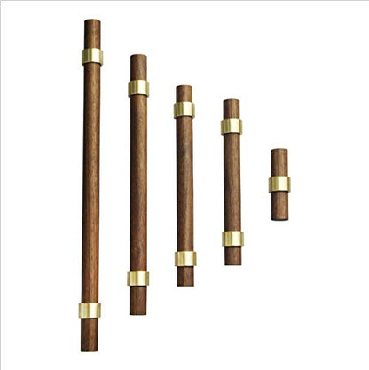 Drawer 11.02"/280mm Pulls Brass Walnut for Kitchen Cabinet Handle - size: L11.02" H8.82" Two Hole