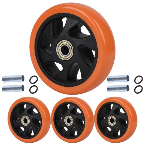 5" Caster Replacement Wheels Heavy Duty Polyurethane 4 Pack Orange - color: Orange, size: 5 inch