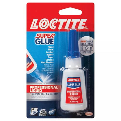 Loctite Super Glue Liquid Professional, 20g Bottle (Pack of 12) Heavy‑Duty Instant Adhesive for Plastic, Wood & Metal, Clear Superglue with Precision Nozzle, Quick‑Dry Formula - size: 12 Pack