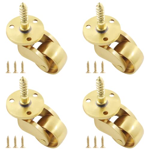Luomorgo 4 Pcs Universal Stem Casters Brass Heavy Duty Swivel Wheels
