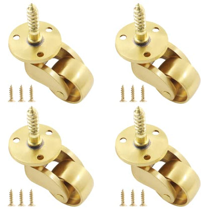 Luomorgo 4 Pcs Universal Stem Casters Brass Heavy Duty Swivel Wheels