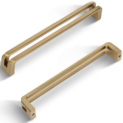 Champagne Bronze zinc Alloy Cabinet pulls,6-1/4 Inch （160mm） Hole Center Cabinet Handles for Drawer,Cupboard, Wardrobe,Dresser - 6 Pack 7600 - color: Champagne Bronze, size: 6-1/4 Inch Hole Center