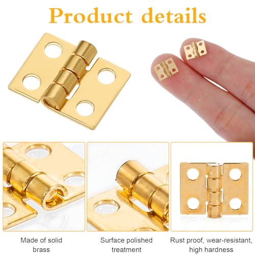 100Pcs Small Brass Hinges for Jewelry Box 10 X 8mm Mini Hinges for Crafts