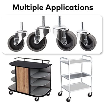 DELIVeR 2 Inch, Swivel Caster Wheels, Set of 4, 80 Lbs Per Caster, for Desk Chair, Office Chair, Stem Casters, Replacement Rubber Caster Wheels, Metal Threaded Stem 3/8”-16 x 1”