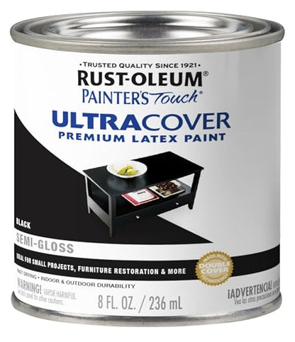 Rust-Oleum Painter's Touch Enamel Latex Paint, Semi-Gloss Black - color: Semi-Gloss Black, size: 8 Fl Oz (Pack of 1)