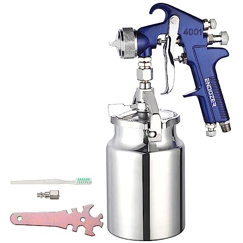 ENDOZER Professional Siphon Feed Spray Gun for Paint, Red Handle, 34 oz -1.8mm Nozzle for a Variety of Low Viscosity Paints（Blue） - color: Blue-1.8（Basics）