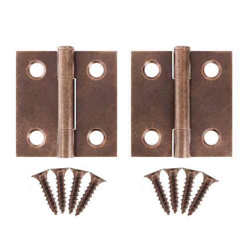 Antique Copper Butt Hinges with Removable Pin - 1-1/2" x 1-1/2" - Pack of 2 - Cabinet Door Hinges - UA-266-HAC (1) - color: Antique Copper