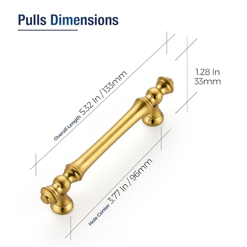 Brushed Antique Brass Cabinet Handles, Drawer Pulls, 3-3/4 Inch, 10 Pack - color: Brushed Antique Brass, size: 3-3/4 Inch Hole Center