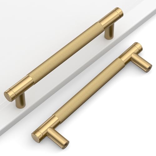 Champagne Bronze Knurled Cabinet Handles Kitchen Pulls 5 Inch 10 Pack - color: Champagne Bronze, size: 5" Hole Center