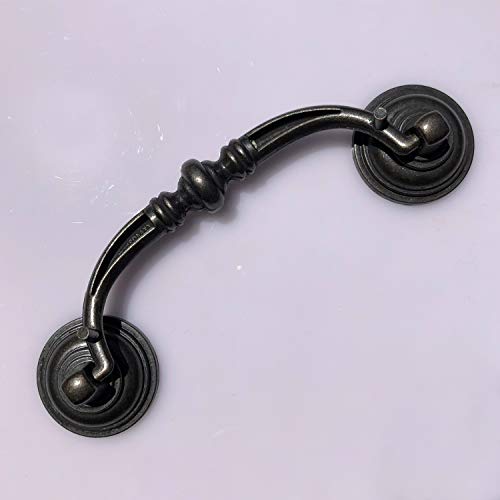 6-Pack 4 1/4 Inch Shabby Chic Drawer Pulls Handles Antique Black Kitchen Cabinet Drop Bail Pulls Handles 108mm CC(6, 4.25" Hole Center/Antique Black) - color: 4.25" Hole Center/Antique Black