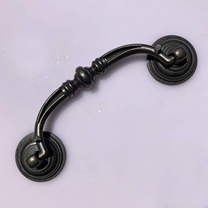 6-Pack 4 1/4 Inch Shabby Chic Drawer Pulls Handles Antique Black Kitchen Cabinet Drop Bail Pulls Handles 108mm CC(6, 4.25" Hole Center/Antique Black) - color: 4.25" Hole Center/Antique Black