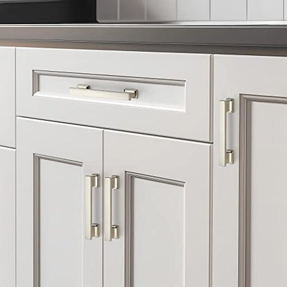 Brushed Nickel Cabinet Pulls, 3-3/4 Inch (96mm), 10 Pack, Heavy Duty - color: Brushed Nickel, size: 3-3/4" Hole Center