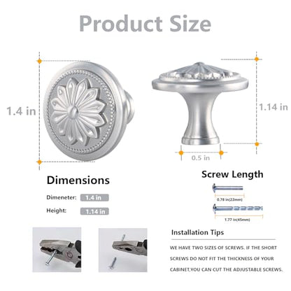 16 Pack Brushed Nickel Knobs for Cabinets and Drawers, 1-2/5"Round Kitchen Cabinet Handles Brushed Satin Nickel for Dresser Drawers Dresser Knobs Drawer Pulls - color: Brushed Nickel