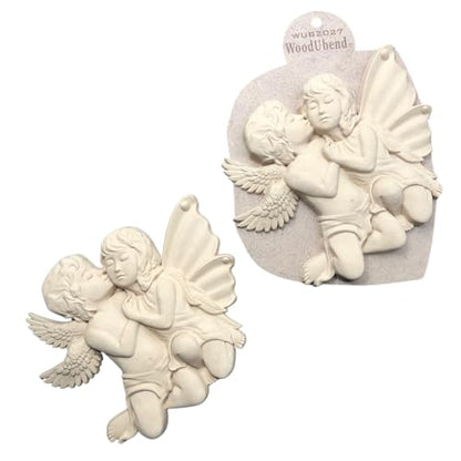 Woodubend WUB2027 Pack of 2 Angels 16x19cm Wood Appliques - Heat Bendable & Flexible Onlays - DIY Craft, Furniture & Home Decor - Easy to Apply & Paint - Versatile + Reusable - size: WUB2027