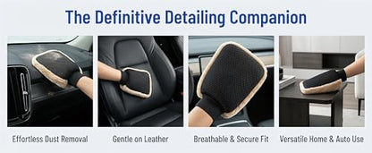 5 Pack Car Interior Cleaning Glove Microfiber Dust Mitt for Dashboard & Leather Seats Reusable Washable Car Care Detailing Accessory