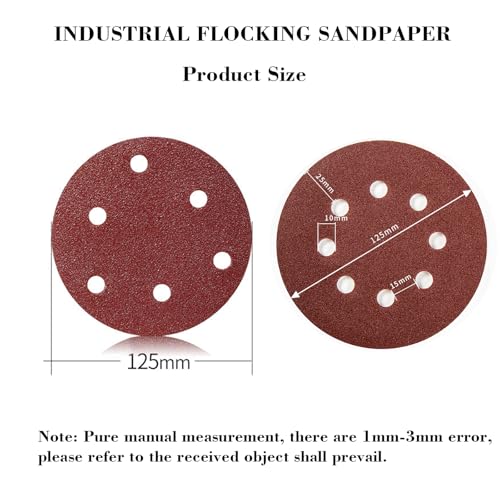 40 PCS 5 Inch 8 Hole Hook and Loop Adhesive Sanding Discs Sandpaper for Random Orbital Sander 60 80 100 120 150 180 240 320 Grits