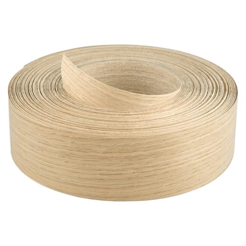 White Oak Edge Banding 2 Inch x 50 FT Roll, 8 FT+ Continuous Lengths for Seamless Finish - Pre-Glued Iron-On Real Wood Veneer with Sanded Smooth Surface for Cabinets & DIY Furniture - color: White Oak, size: 2 in x 50 ft