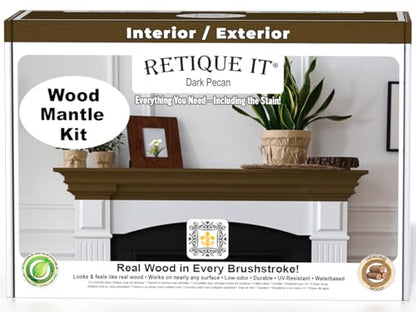 Retique It Wood Finished Kit - Go Beyond Faux Wood with Wood'n Stain (1. Mantel, 50 Dark Pecan) - color: 50 Pecan, style: 1. Mantel