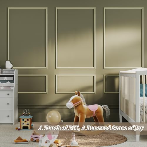 JBER Peel and Stick Wall Molding Kit, 6 Pre-Cut Wainscoting Panels - color: White-3 Pack-A, size: 91 x 39 in