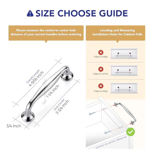 Ravinte Polished Chrome Cabinet Handles Solid Pulls 3-3/4 Inch 10 Pack - color: Polished Chrome, size: 3-3/4 inches Hole Center